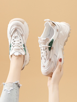 Mesh shoes womens breathable mesh summer thin section 2022 new heightened sports leather small white shoes thick-soled muffin white