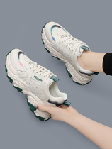 White leather thick-soled daddy white shoes female ins fashion leisure sports heightened all-match travel Hong Kong style spring and autumn