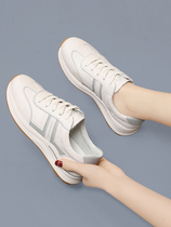 Genuine leather small white shoes female casual sports mother travel daddy flat white ins all-match showing feet small spring and autumn