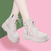 Martin boots thick-soled hollowed-out womens heightening womens shoes 2022 new short boots womens spring and summer explosion models thin mesh cool boots