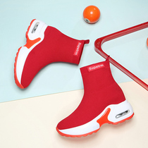 High-top socks shoes womens 2022 autumn and winter new knitted casual fashion travel shoes warm fleece sneakers