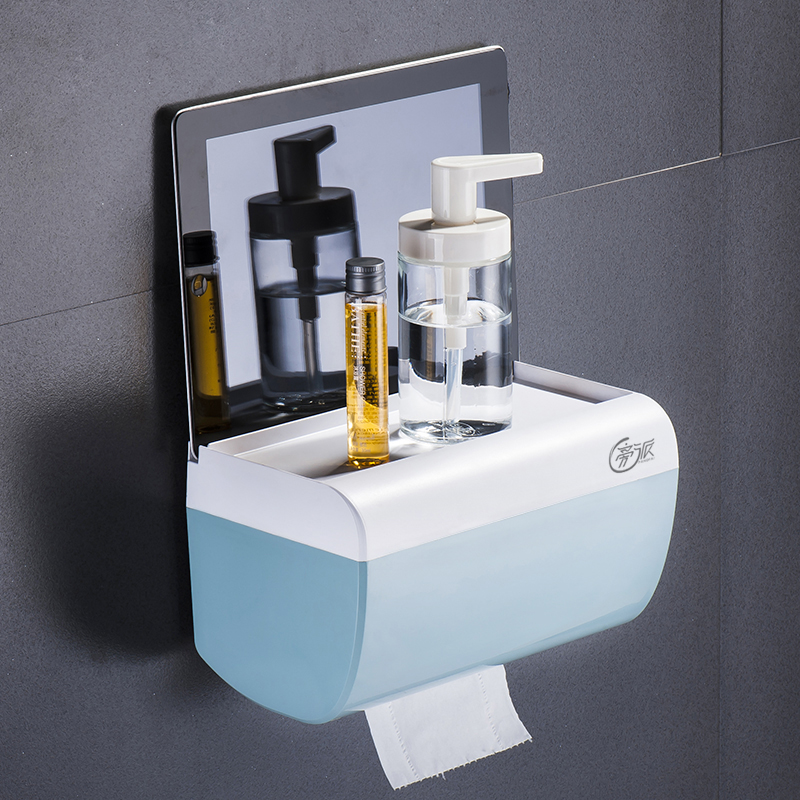 Toilet tissue box toilet toilet paper rack household waterproof roll paper tube creative pumping paper box without punching