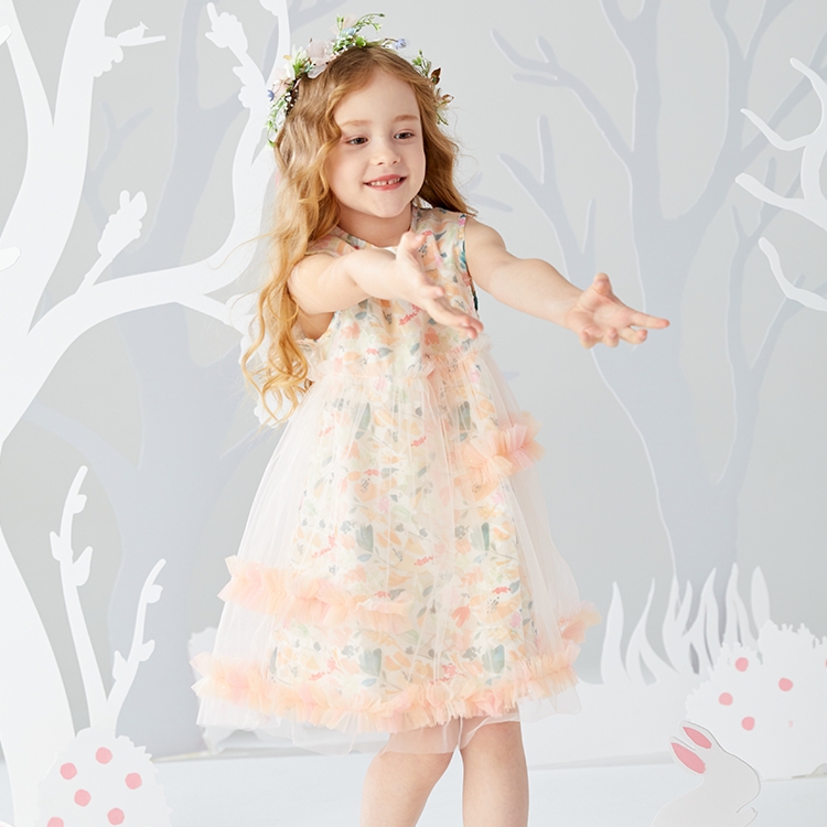 Children's clothing for girls 2021 summer dress new foreign children dresses summer yarn dress girl princess dresses slim fit