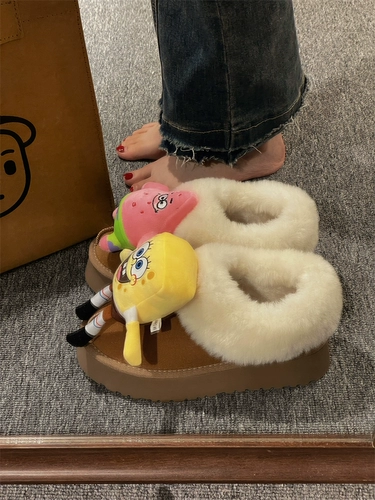 Мультяшные сапоги, зимняя флисовая обувь на платформе, коллекция 2022