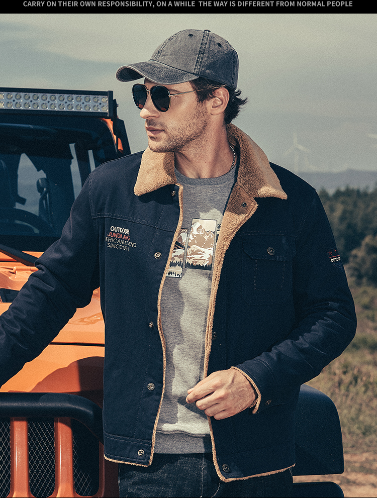 Xe jeep nam 2018 mùa đông áo khoác ngắn nam cộng với áo nhung du lịch khó khăn áo khoác nam hàn quốc