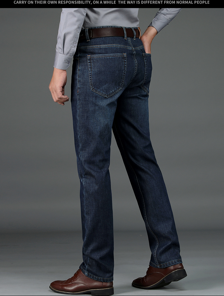 Xe jeep mùa đông cộng với quần jean nhung nam kinh doanh dày ấm áp lỏng lẻo quần co giãn nam thẳng quần short nam