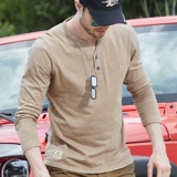 Джип, боевая машина, мужской хлопковый тонкий приятный телу лонгслив для отдыха, осенний, V-образный вырез, оверсайз