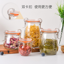 Glass bottle sealed jar 3-piece set of bubble passion fruit honey lemon transparent jar household Miscellaneous grain tea storage tank