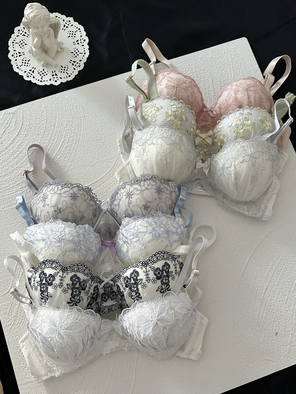 Japanese-Style Wireless Bra, Sweet Girl Floral Embroidery, Lift-Up Mesh Round Cup, Push-Up Comfortable Underwear Japanese-Style Wireless Bra, Sweet Girl Floral Embroidery, Lift-Up Mesh Round Cup, Push-Up Comfortable Underwear