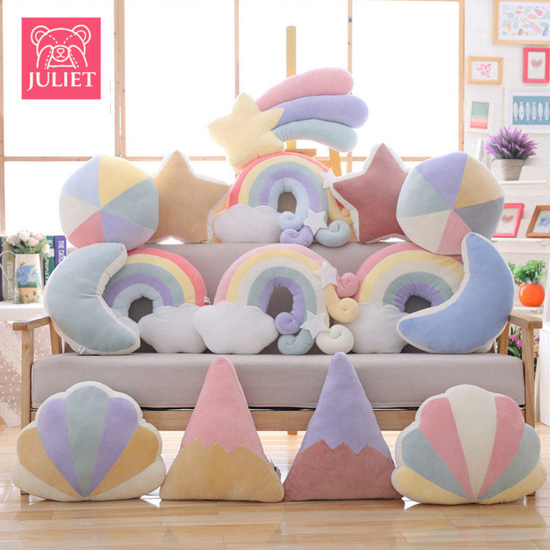 Girl Heart Rainbow Back Cushion Cute Princess Sofa Cushion Living Room Bay Window Pillow Girls Bed Sleeping Pillow