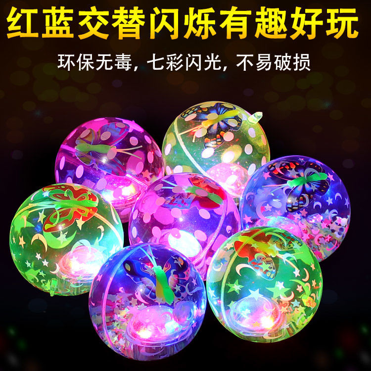 With Rope Crystal Ball 6 5CM Cartoon Bounce Water Crystal Ball Jump Ball Children Shine Toy Goods Source Stall Hot Sell