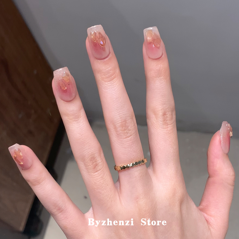 Byzhenzi Store [Lychee Gummy] Nail Patch Manicure Patch Wearable Nail Polish Film Long-Lasting Nail Polish