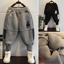 Korean children's pants boy velvet pants 2021 new baby winter warm pants children thickened leisure sweatpants