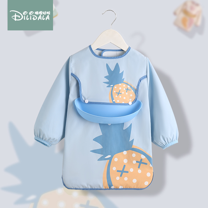 Baby Smock Autumn and Winter Children's Bib Apron Stylish Long-Sleeve Toddler Feeding Infant Bib Waterproof Full-Body