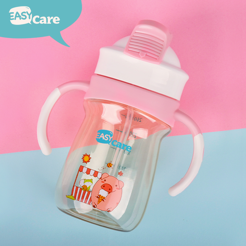 IsKarl PPSU well-behav beaver slide cover straw cup baby school drinking cup anti-leakage and anti-choking baby drinking milk children's water cup