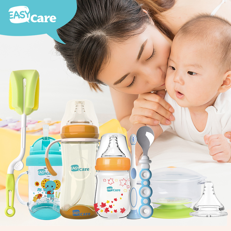 Iscal Newborn Eight-piece Suit Glass Bottle-Bottle Wide Caliber PPSU Bottle Baby Pacifier Bottle Brush