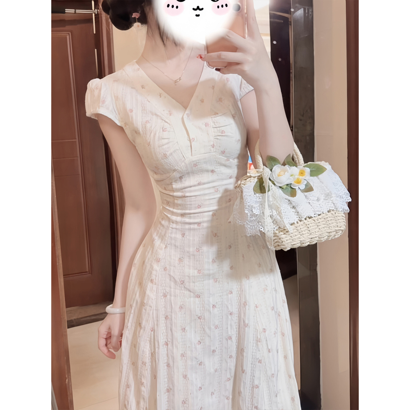 Floral Slim-Fit Dress for Women, 2026 New Style, Very Beautiful, Spring and Summer, Beautiful Korean Style, Stunning French Style, Waist-Cinching, Elegant Floral Slim-Fit Dress for Women, 2026 New Style, Very Beautiful, Spring and Summer, Beautiful Korean Style, Stunning French Style, Waist-Cinching, Elegant