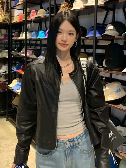 短款黑色皮衣外套女2025年春秋新款酷飒风小个子爆款机车气质加厚