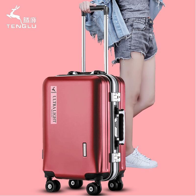 Wine Red Wedding Luggage Escort box 26 Inch Wedding suitcase 24 inch Bride Wedding password box aluminum frame den case