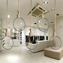 Display rack clothing store hanger wall display creative decoration retro hemp rope ring hanger hook wall hanging