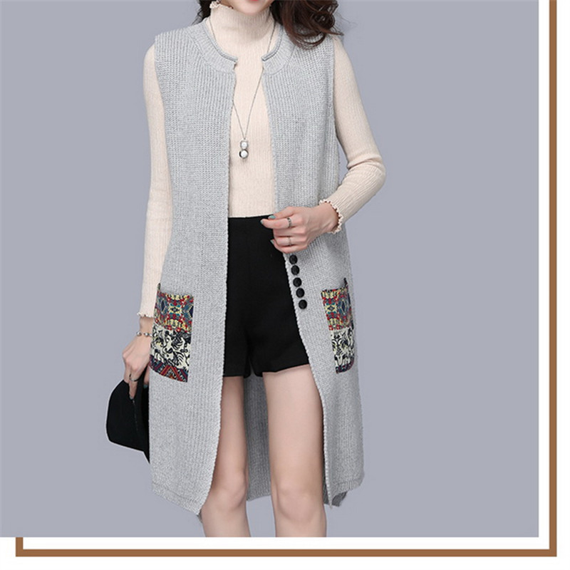 Mùa xuân váy dài vừa tay áo bên ngoài cardigan Hàn Quốc phiên bản đan áo len áo khoác vai lỏng vest của phụ nữ