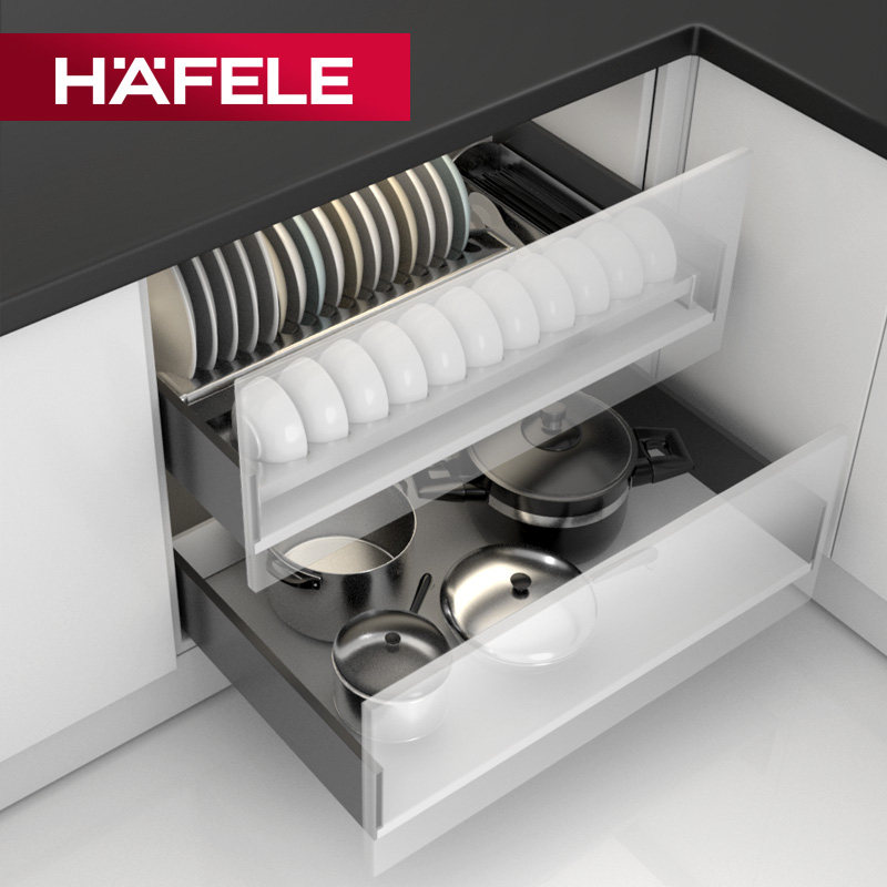 German Hafele Smart Slim Riding Drawer Track Invisible Bottom Damping Cushioning Rail Booster Pump