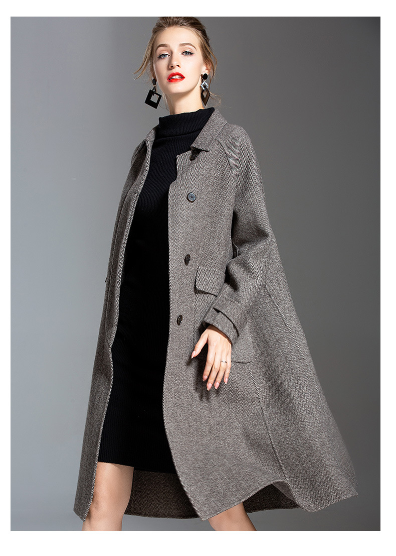 2018 thu đông 2018 áo khoác cashmere hai mặt mới nữ cao cấp 100 áo len nguyên chất trong phần dài của quần áo len nữ - Áo len lót đôi áo khoác phao nữ