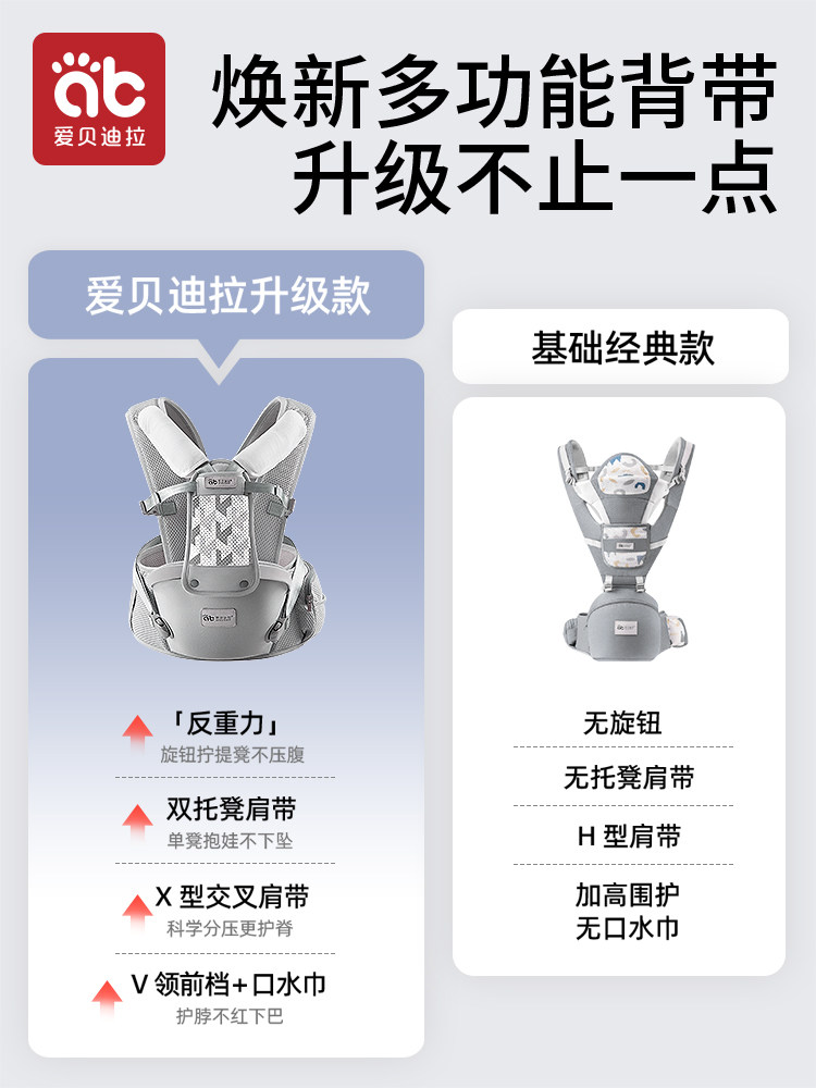 Waist Stool Baby Carrier, Lightweight, Four-Season, Two-In-One, Pre-Month-Old Front-Facing Style, Multifunctional, Portable Baby Holding Device