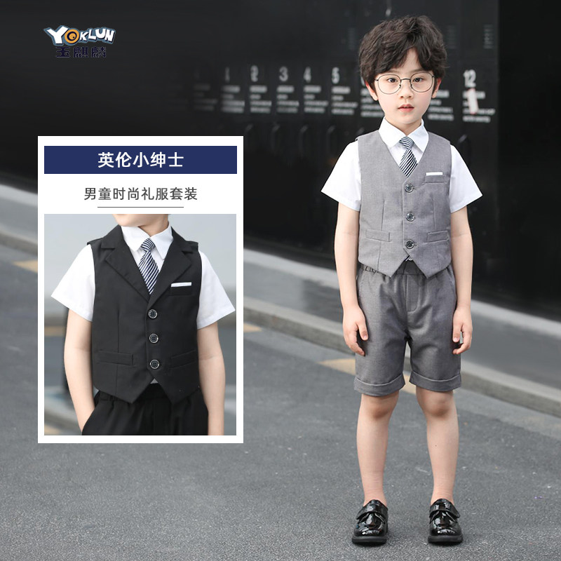 Children's suits suit Spring and autumn boy Machia flower boy host gown The little boy Western-style piano plays out the summer