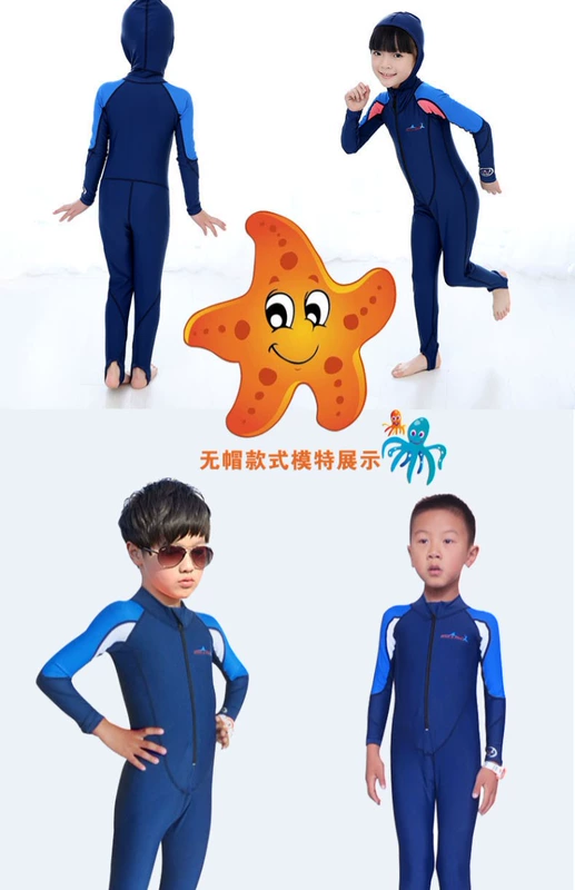 Zhongda trẻ em chống nắng áo tắm một mảnh ngoài trời quần dài tay lướt sóng snorkeling phù hợp với thanh niên áo tắm mùa đông - Bộ đồ bơi của Kid