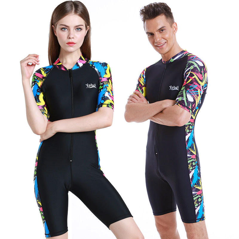 New parent-child swimsuit even body sunscreen short sleeve speed dry spa swimsuit lovers, male and female, children's swimwear