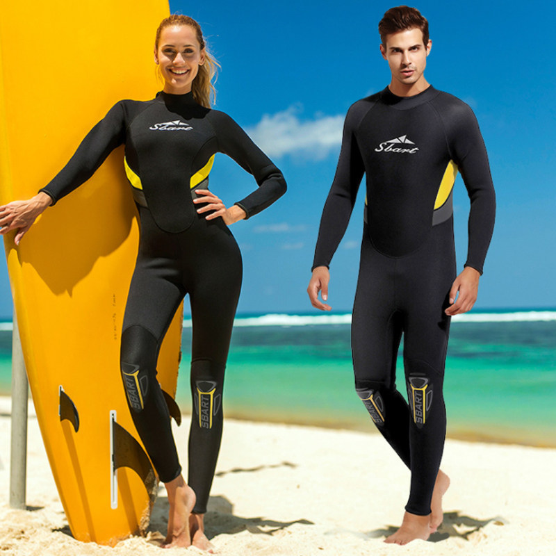 Shabart 3MM diving suit jellyfish suit for men and women warm padded floating suit sunscreen adult swimsuit long sleeve