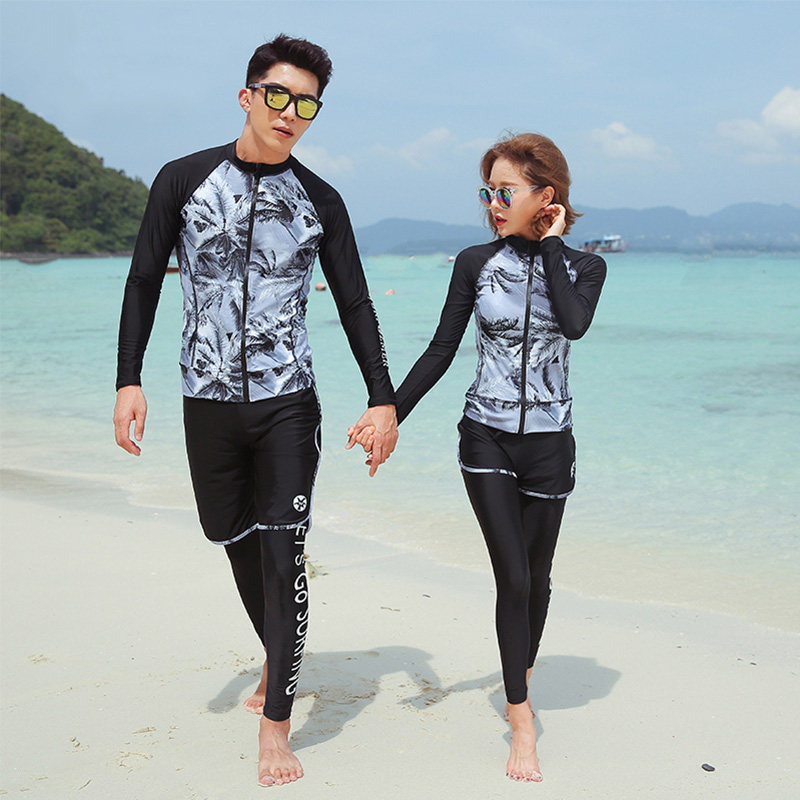 South Korean couple diving suit Long sleeves Two-style jellyfish Sun Bathing Suit Suit for men and women speed dry snorkeling