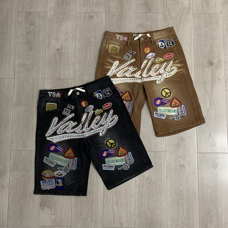 Niche Micro-Label Unisex Vale Forever 1980S Jorts Trendy Brand Denim Embroidered Rhinestone Shorts Niche Micro-Label Unisex Vale Forever 1980S Jorts Trendy Brand Denim Embroidered Rhinestone Shorts
