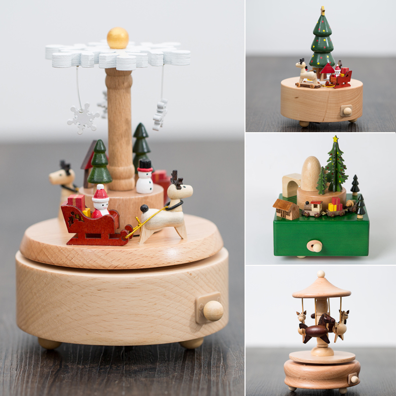 Carousel music box music box music box wooden sky city little girl child girl birthday gift Christmas