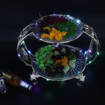 Bar led glowing colorful fruit plate 2 layer snack plate bracket ktv iron snack plate high grade tray platter
