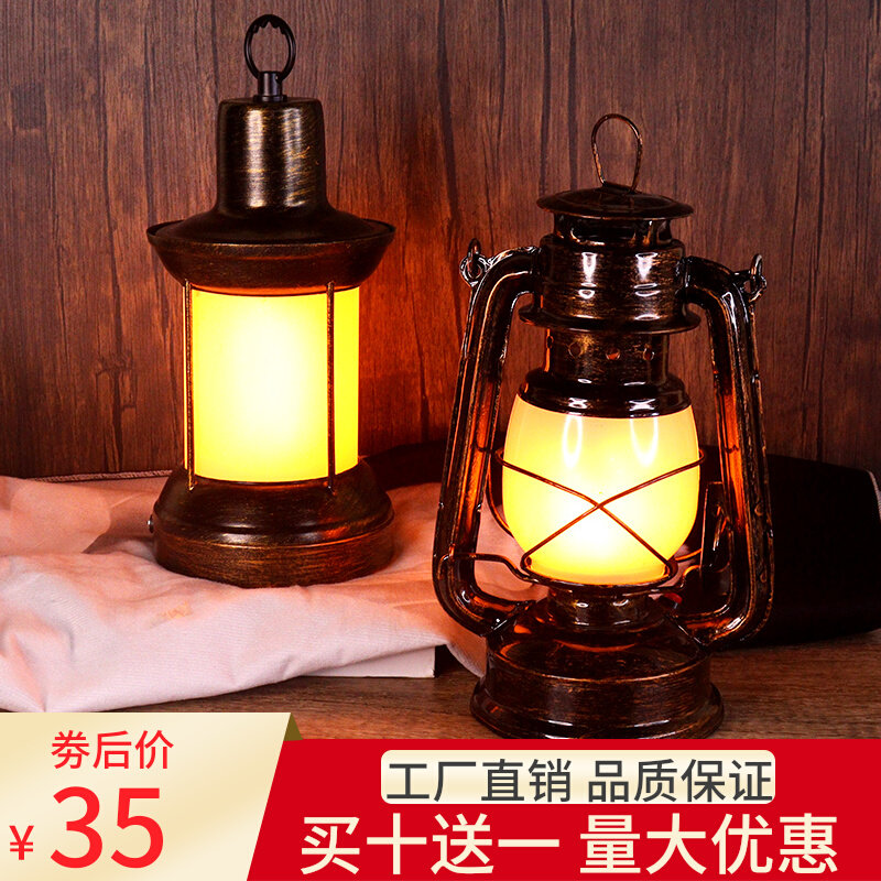 Led charging bar table lamp creative personality atmosphere decoration small night light retro coal oil lamp coal oil lamp clear bar table light