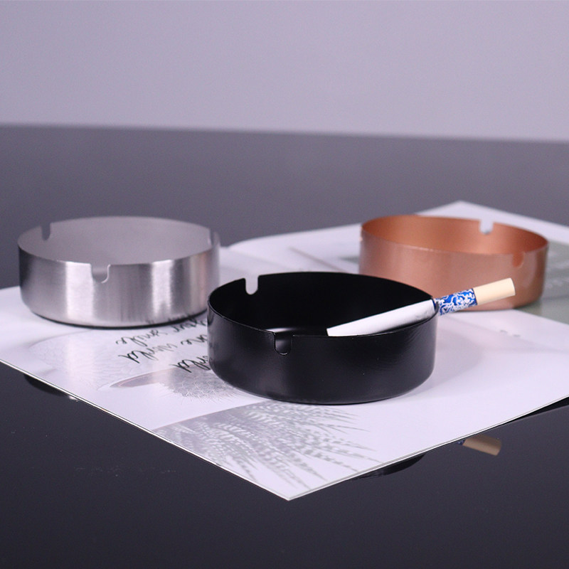 Cigarette ashtray Stainless Steel Home Big Number Office Personality Trend Living Room Anti Fly Ash Mesh Cafe Bar Ktv Smoke Flushed