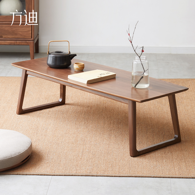 Fang Di new Chinese tatami low tea table solid wood black walnut kang table Kang a few Zen bay window table small tea table