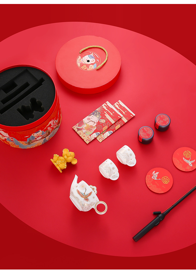 Jingdezhen Mr Wei rui rats send f New Year gifts tea taking suit glass teapot acceptable group - buying customization