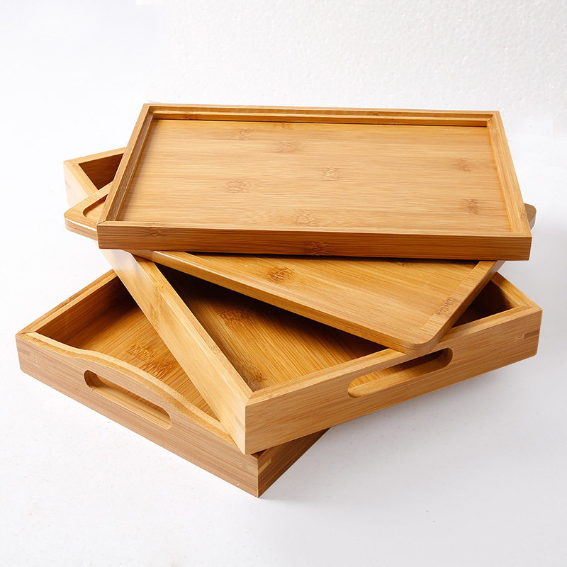 Solid wood bamboo tray Rectangular hotel bamboo dinner plate size Japanese tea tray Wooden tea set tray bamboo plate
