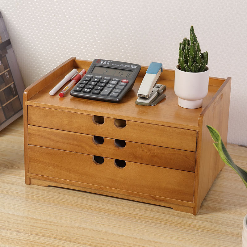 Wood office Supplies Desktop containing cartridges drawer A4 Debris Storage Box Folder Shelve containing utensils