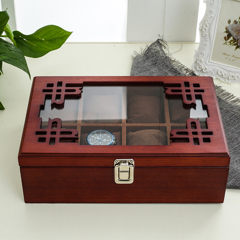 Cosmetic wooden creativity miniature retro watch small accessories earring collection box packing box 8 packaging