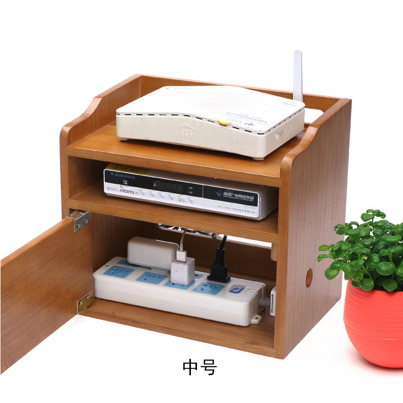 Solid wood desktop containing box with box remote control wifi light cat router platoon socket can wall-mounted finishing box