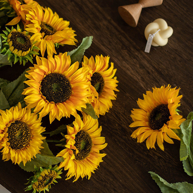 Sunflower Emulation Flower Livingroom Drying Flowers Furnishing Table Flowers Furnishing Sunflower Fake Flowers Silk Flowers Decoration Shooting Props