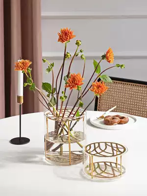 Southern Cross Star Nordic Flower Vase Living Room Flower Plates Hydroponic Glass Light Luxury Golden Grid Vase our