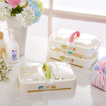  Creative fashion portable soap box with lid for two handmade soap boxes Large double-layer drain soap boxes
