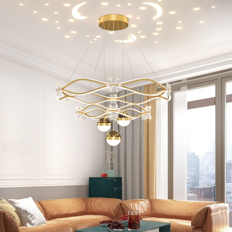 Light Extravagant Crystal Main Living Room Chandelia Net Red Star Empto Top Nordic Modern Minimalist Atmosphere Full House Lamps Package Combo