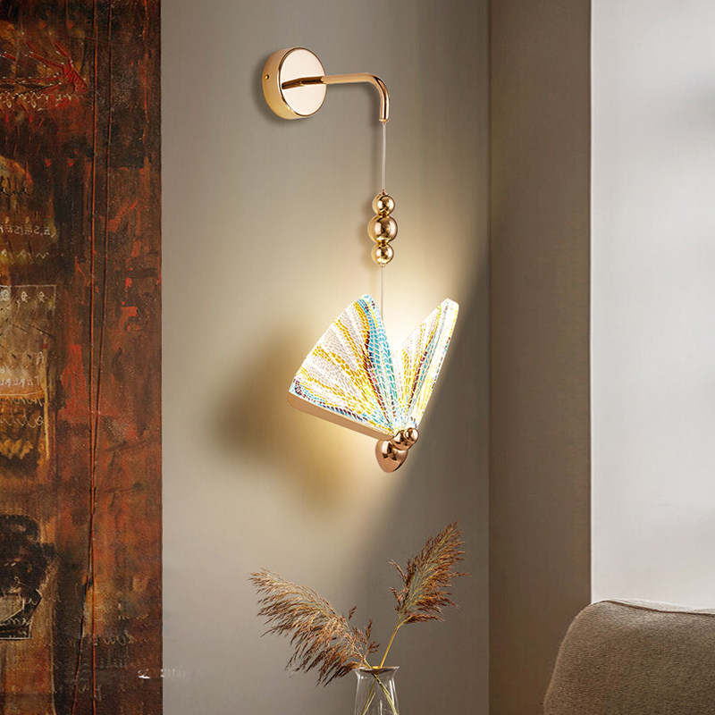 Wall Lamp Bedroom Bedside Headlights Light Lavish Rear Modern Minimalist Creative Butterfly Nordic Living Room Background Wall Room Wall Lamp