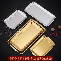 Korean tableware food grade 304 stainless steel tray rectangular square plate household commercial barbecue plate shallow flat plate